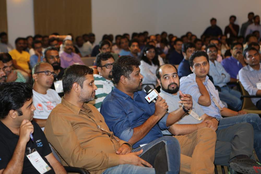 Girish interacting at the SaaSx event in Chennai