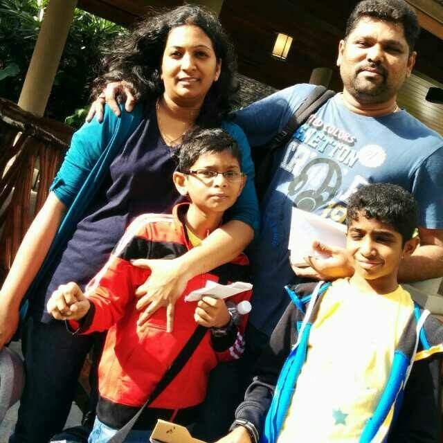 Girish with wife Shoba and their sons Charan and Sanjay