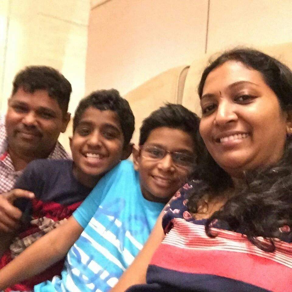 Girish with wife Shoba and their sons Charan and Sanjay