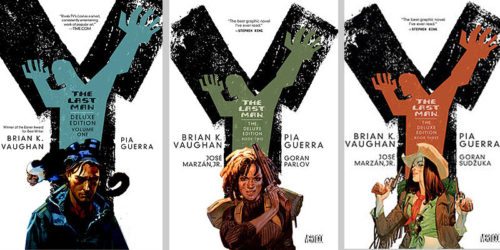 Covers of the first three volumes of the deluxe editions of Y: The Last Man (one of which – Book One, left) – you can win in this week’s NWW contest)