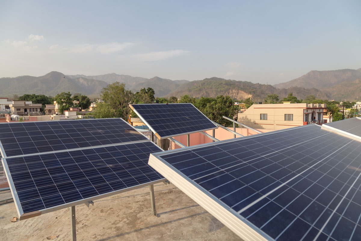 Solar panels installed atop a house in India
