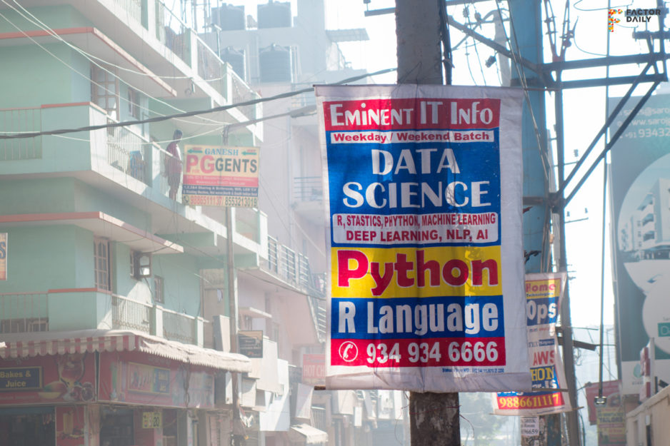 Data science classes jostle for space with paying guest accommodation for young men and women in Marathahalli, Bengaluru.