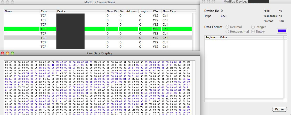 A screenshot showing GhostShell being able to access data from one of the insecure SCADA ports