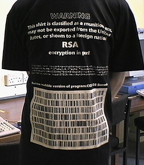 A t-shirt with a export-restricted source code printed on it in a freedom of speech protest in the US. (Creative Commons)