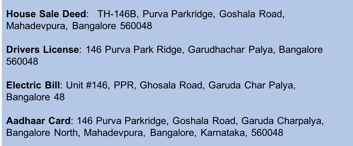 Figure 6: Same address written in multiple formats in different documents